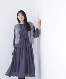 ◇【BLANC】シャーリングシアーワンピース