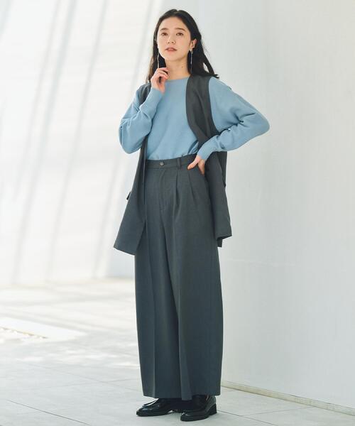 THE SHOP TK （ザ ショップ ティーケー ）の「【きれいめもカジュアルもお任せ】2タックワイドパンツ【セットアップ可】（その他パンツ・レディース・ブラック/ベージュ/ネイビー/チャコールグレー/ダークブラウン・10/11/12/13/14）」の7枚目の写真