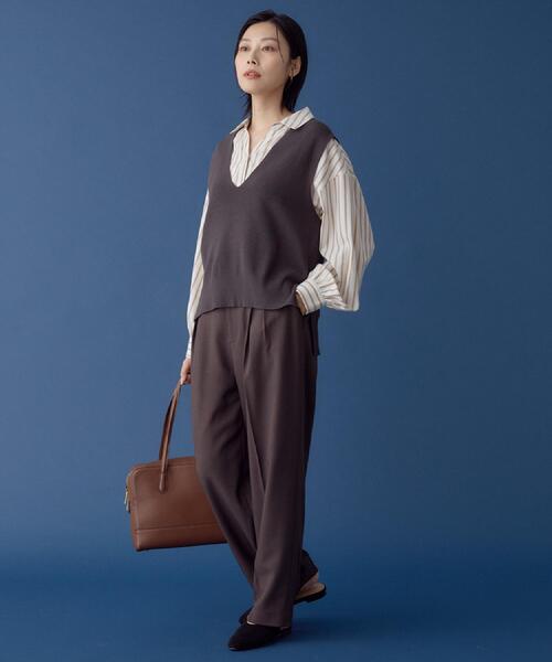 THE SHOP TK （ザ ショップ ティーケー ）の「【きれいめもカジュアルもお任せ】2タックワイドパンツ【セットアップ可】（その他パンツ・レディース・ブラック/ベージュ/ネイビー/チャコールグレー/ダークブラウン・10/11/12/13/14）」の12枚目の写真