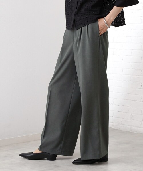 THE SHOP TK （ザ ショップ ティーケー ）の「【きれいめもカジュアルもお任せ】2タックワイドパンツ【セットアップ可】（その他パンツ・レディース・ブラック/ベージュ/ネイビー/チャコールグレー/ダークブラウン・10/11/12/13/14）」の6枚目の写真