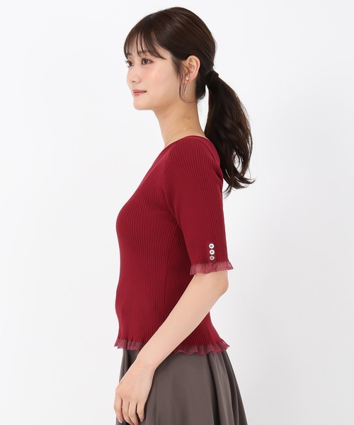 MISCH MASCH(ミッシュマッシュ)の「シアーフリル2wayリブニット(ニット/セーター・レディース・ブラック/モカ/レッド・フリ-)」の14枚目の写真