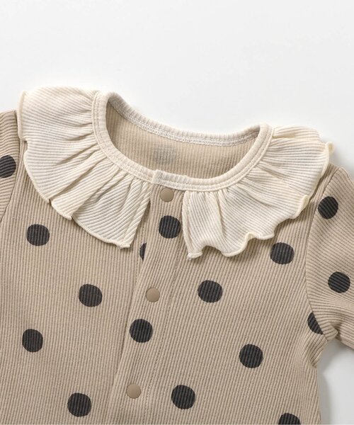 Ampersand(アンパサンド)の「【リンク】ラッフルカラーテレコカバーオール(ロンパース・キッズ・ドット/チェック・80/70/60)」の4枚目の写真