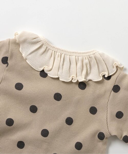 Ampersand(アンパサンド)の「【リンク】ラッフルカラーテレコカバーオール(ロンパース・キッズ・ドット/チェック・80/70/60)」の5枚目の写真