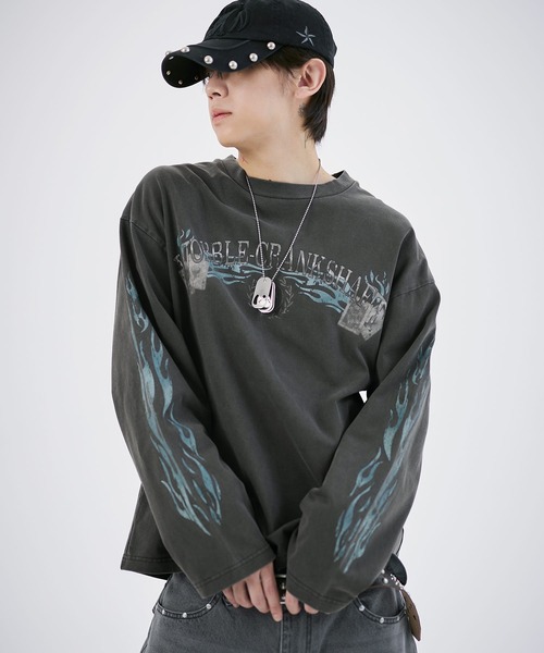 MSG（エムエスジー）の「ヘビーウエイトマルチプリントグラフィックピグメントロングTシャツ（Tシャツ/カットソー・メンズ・その他5/その他3/その他2/その他1/その他4/その他6・XL/L/M/S）」の2枚目の写真