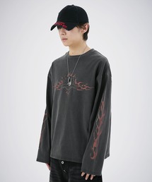 MSG（エムエスジー）の「ヘビーウエイトマルチプリントグラフィックピグメントロングTシャツ（Tシャツ/カットソー）」