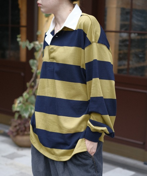 BROKEN BASE(ブロークンベース)の「Nylon-Collar Rugby Shirt(その他トップス・メンズ・ネイビー系/ブラウン系・MEDIUM/LARGE)」の20枚目の写真