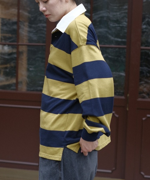 BROKEN BASE(ブロークンベース)の「Nylon-Collar Rugby Shirt(その他トップス・メンズ・ネイビー系/ブラウン系・MEDIUM/LARGE)」の21枚目の写真