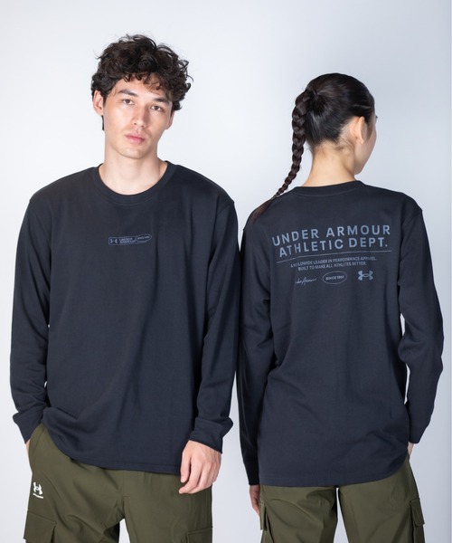 UNDER ARMOUR(アンダーアーマー)の「UAヘビーウエイト ロゴ グラフィック ロングスリーブ Tシャツ(ライフスタイル/メンズ)(Tシャツ/カットソー・メンズ・ブラック・L/XL/2XL/S/M/3XL)」の1枚目の写真