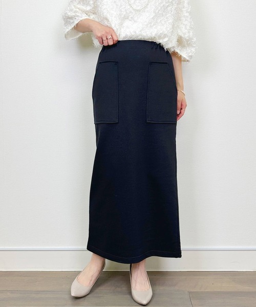 Aima+saie（アイマサイエ）の「【セットアップ可能】ラメ入りIラインスカート（スカート・レディース・ブラック/モカ・M）」の2枚目の写真