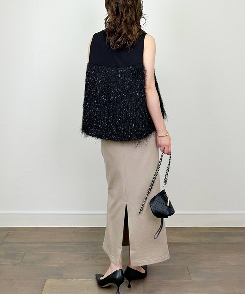 Aima+saie（アイマサイエ）の「【セットアップ可能】ラメ入りIラインスカート（スカート・レディース・ブラック/モカ・M）」の19枚目の写真