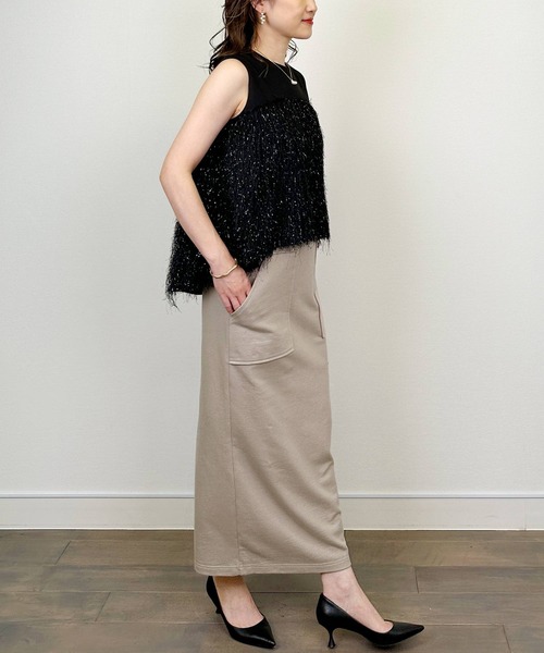 Aima+saie（アイマサイエ）の「【セットアップ可能】ラメ入りIラインスカート（スカート・レディース・ブラック/モカ・M）」の18枚目の写真