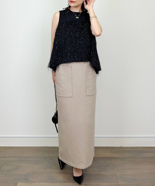 Aima+saie（アイマサイエ）の「【セットアップ可能】ラメ入りIラインスカート（スカート・レディース・ブラック/モカ・M）」の17枚目の写真
