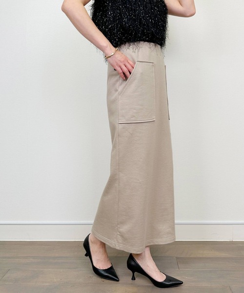 Aima+saie（アイマサイエ）の「【セットアップ可能】ラメ入りIラインスカート（スカート・レディース・ブラック/モカ・M）」の14枚目の写真