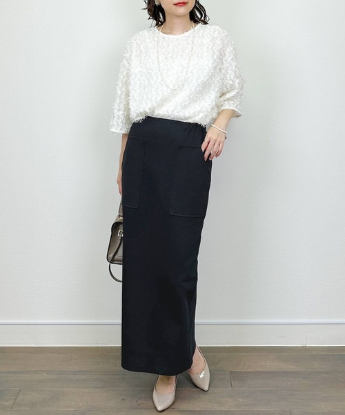 Aima+saie（アイマサイエ）の「【セットアップ可能】ラメ入りIラインスカート（スカート・レディース・ブラック/モカ・M）」の7枚目の写真