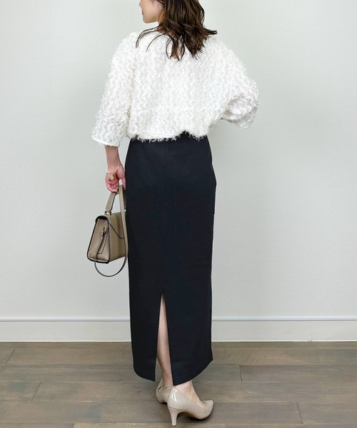 Aima+saie（アイマサイエ）の「【セットアップ可能】ラメ入りIラインスカート（スカート・レディース・ブラック/モカ・M）」の9枚目の写真