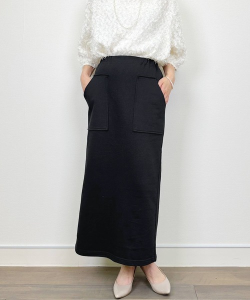 Aima+saie（アイマサイエ）の「【セットアップ可能】ラメ入りIラインスカート（スカート・レディース・ブラック/モカ・M）」の3枚目の写真