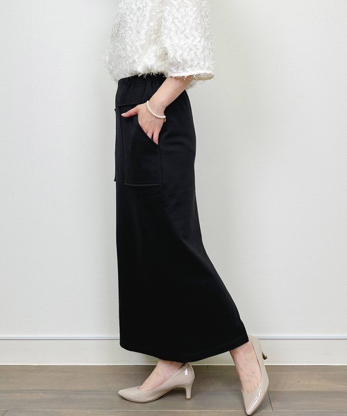 Aima+saie（アイマサイエ）の「【セットアップ可能】ラメ入りIラインスカート（スカート・レディース・ブラック/モカ・M）」の4枚目の写真