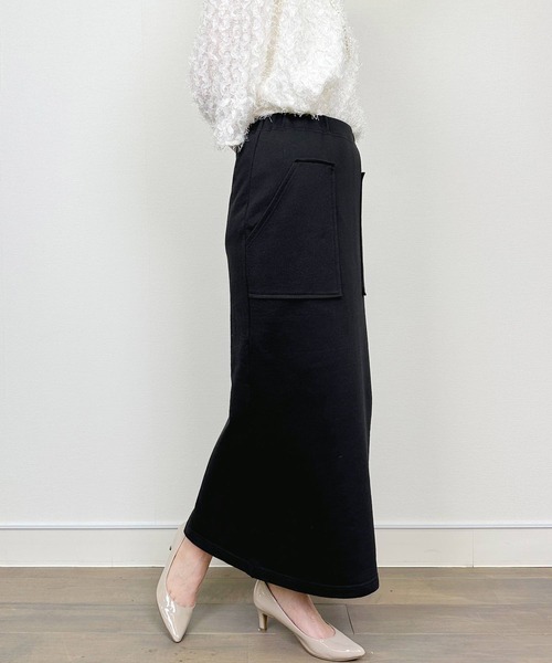 Aima+saie（アイマサイエ）の「【セットアップ可能】ラメ入りIラインスカート（スカート・レディース・ブラック/モカ・M）」の6枚目の写真