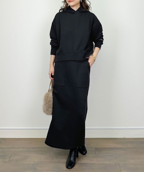 Aima+saie（アイマサイエ）の「【セットアップ可能】ラメ入りIラインスカート（スカート・レディース・ブラック/モカ・M）」の10枚目の写真