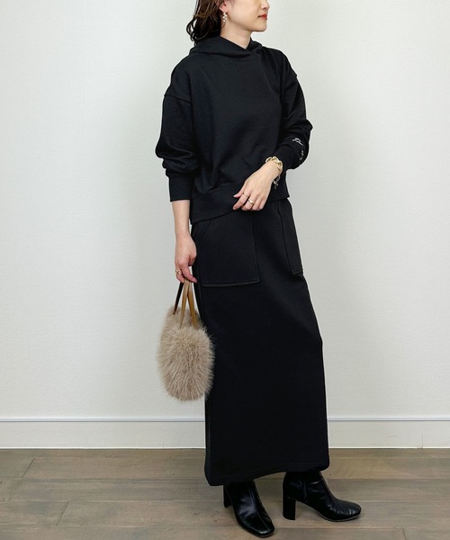 Aima+saie（アイマサイエ）の「【セットアップ可能】ラメ入りIラインスカート（スカート・レディース・ブラック/モカ・M）」の11枚目の写真