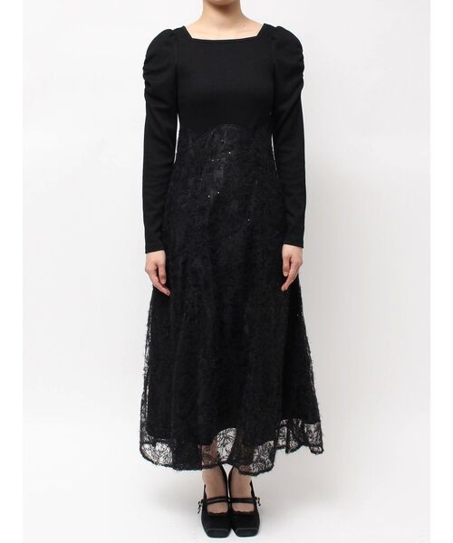 CALNAMUR(カルナムール)の「スリーブギャザードッキングワンピース(ワンピース・レディース・アイボリー/ブラック・SMALL/MEDIUM)」の3枚目の写真