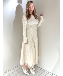 スリーブギャザードッキングワンピース