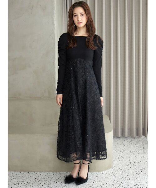 CALNAMUR(カルナムール)の「スリーブギャザードッキングワンピース(ワンピース・レディース・アイボリー/ブラック・SMALL/MEDIUM)」の14枚目の写真