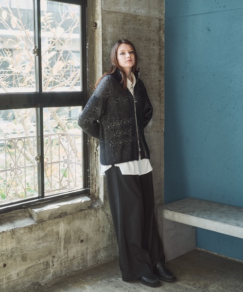 U*i様 Casper John フェザードライバーズニット　ブラック　Lサイズ CASPER JOHN（キャスパージョン）の「Feather drivers knit/フェザー