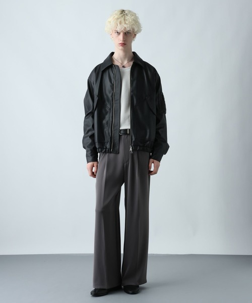 HARE（ハレ）の「【SET UP対応】LUXEレザーブルゾン(HARE)（ブルゾン・メンズ・グレー系その他/ブラック/ブラウン系その他2/ブラウン系その他/ベージュ/ライトブルー・SMALL/MEDIUM）」の8枚目の写真