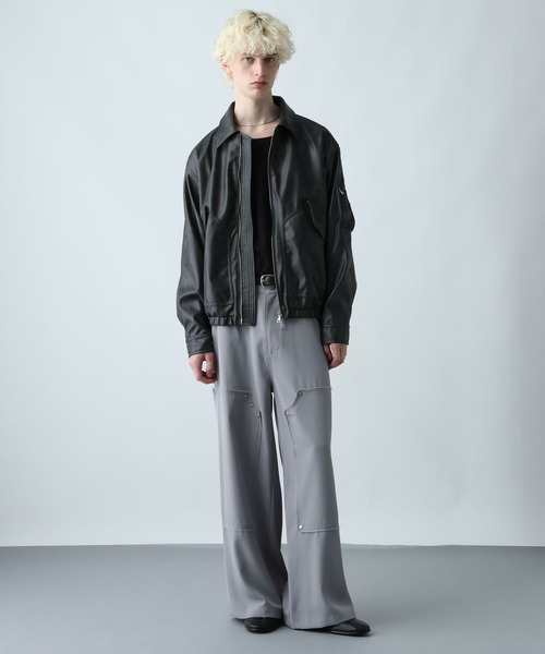 HARE 合皮レザージャケット グレー HARE（ハレ）の「【SET UP対応】LUXEレザーブルゾン(HARE)（ブルゾン