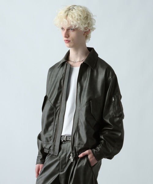 HARE（ハレ）の「【SET UP対応】LUXEレザーブルゾン(HARE)（ブルゾン・メンズ・グレー系その他/ブラック/ブラウン系その他2/ブラウン系その他/ベージュ/ライトブルー・SMALL/MEDIUM）」の21枚目の写真