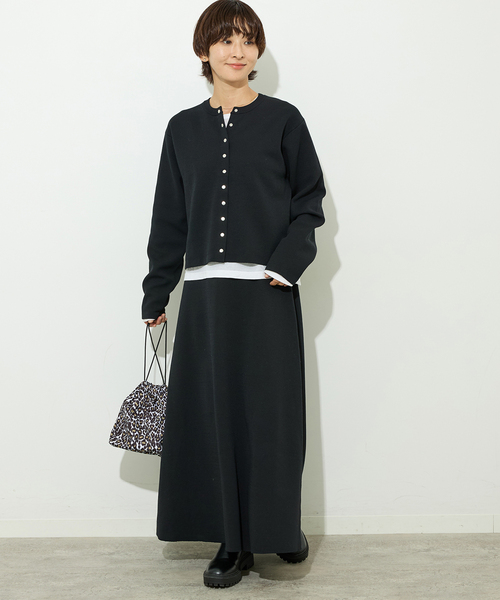 JOURNAL STANDARD relume(ジャーナルスタンダード レリューム)の「ウォッシャブルダブルフェイスクルーネックカーディガン(カーディガン/ボレロ・レディース・ネイビー/ブラック/ピンク系その他・FREE)」の4枚目の写真