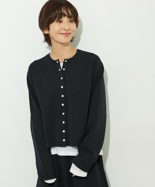 JOURNAL STANDARD relume(ジャーナルスタンダード レリューム)の「ウォッシャブルダブルフェイスクルーネックカーディガン(カーディガン/ボレロ・レディース・ネイビー/ブラック/ピンク系その他・FREE)」の7枚目の写真