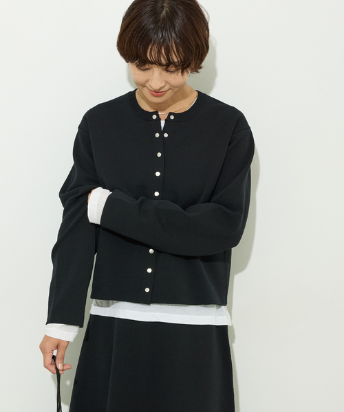 JOURNAL STANDARD relume(ジャーナルスタンダード レリューム)の「ウォッシャブルダブルフェイスクルーネックカーディガン(カーディガン/ボレロ・レディース・ネイビー/ブラック/ピンク系その他・FREE)」の8枚目の写真