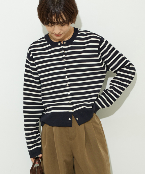 セール】ウォッシャブルダブルフェイスクルーネックカーディガン