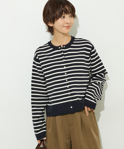 JOURNAL STANDARD relume(ジャーナルスタンダード レリューム)の「ウォッシャブルダブルフェイスクルーネックカーディガン(カーディガン/ボレロ・レディース・ネイビー/ブラック/ピンク系その他・FREE)」の15枚目の写真