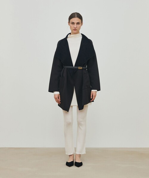 セール】ヘリンボーンダブルフェイス トライアングルカラーコート