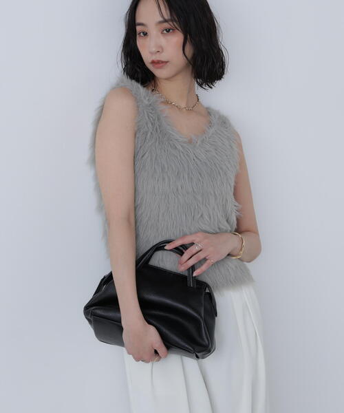 FREE'S MART(フリーズマート)の「◆〈MFM〉ロングシャギーノースリニット(ニット/セーター・レディース・ネイビー/ベージュ/ホワイト・FREE)」の3枚目の写真