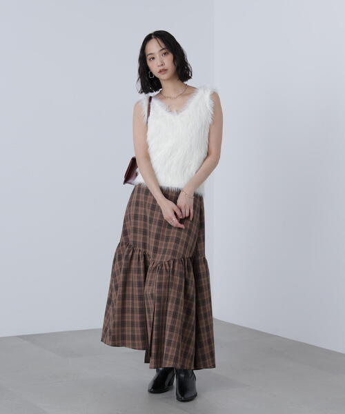 FREE'S MART(フリーズマート)の「◆〈MFM〉ロングシャギーノースリニット(ニット/セーター・レディース・ネイビー/ベージュ/ホワイト・FREE)」の12枚目の写真