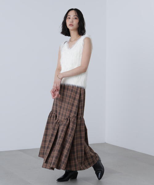 FREE'S MART(フリーズマート)の「◆〈MFM〉ロングシャギーノースリニット(ニット/セーター・レディース・ネイビー/ベージュ/ホワイト・FREE)」の14枚目の写真