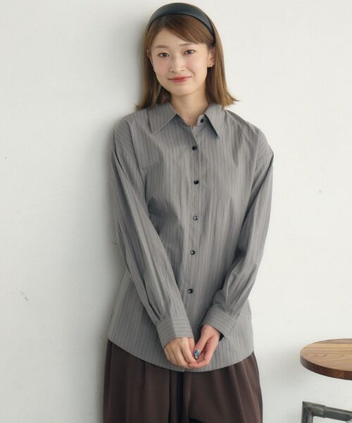 RETRO GIRL(レトロガール)の「ストライプウエストリボンシャツ(シャツ/ブラウス・レディース・ホワイト/ダークグレー/ナチュラル・FREE)」の8枚目の写真