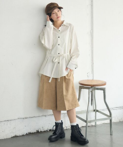 RETRO GIRL(レトロガール)の「ストライプウエストリボンシャツ(シャツ/ブラウス・レディース・ホワイト/ダークグレー/ナチュラル・FREE)」の15枚目の写真