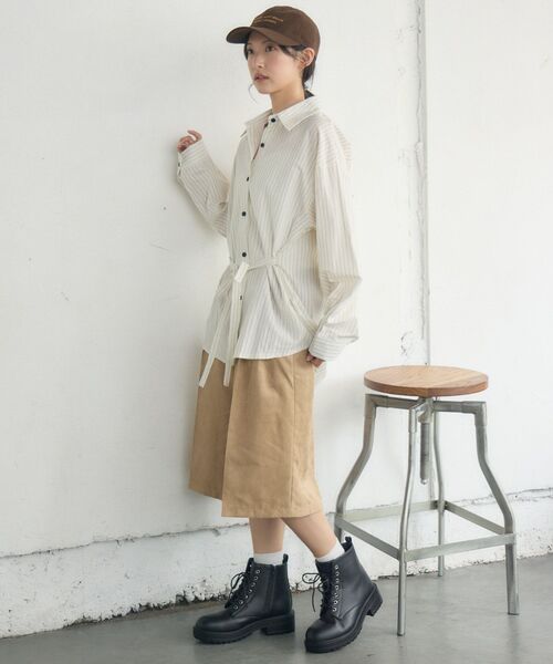 RETRO GIRL(レトロガール)の「ストライプウエストリボンシャツ(シャツ/ブラウス・レディース・ホワイト/ダークグレー/ナチュラル・FREE)」の18枚目の写真