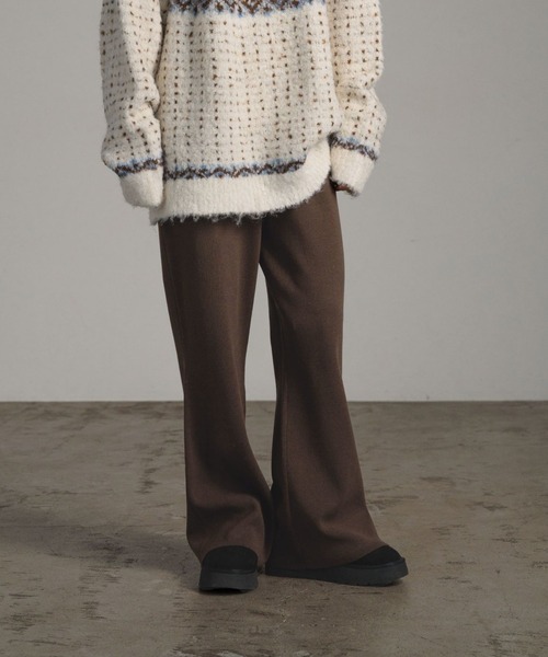 LOWRYS FARM(ローリーズファーム)の「ニットフレアパンツ 580831(その他パンツ・レディース・アイボリー/ブラック/ブラウン/ブルー・FREE)」の3枚目の写真