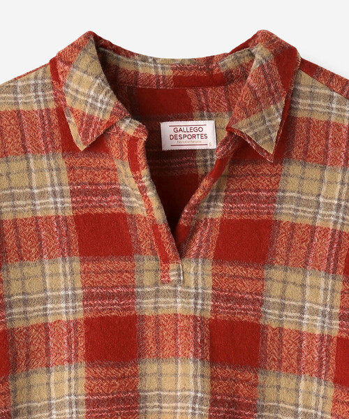 GALLEGO DESPORTES（ギャレゴデスポート）の「GALLEGO DESPORTES | ウールチェック ラグランスリーブドレス WOMEN（ワンピース・レディース・レッド系その他・S）」の5枚目の写真