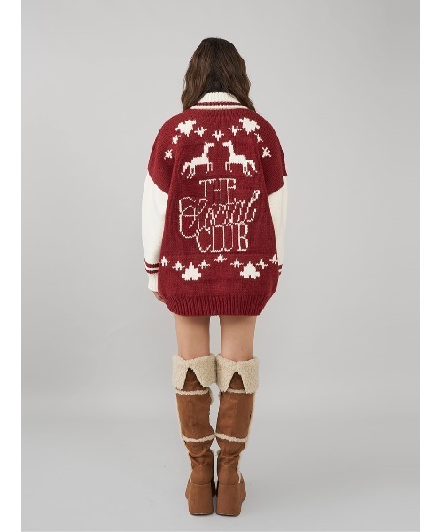 ダーリッチ　THE Social CLUBニットブルゾン　レッド ダーリッチ Darich THE Social CLUBニットブルゾン （ボルドー