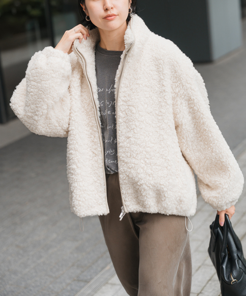 Spick & Span（スピックアンドスパン）の「ZIPBOA BZ / ジップボア ブルゾン（ブルゾン・レディース・アイボリー/ベージュ・38/36）」の2枚目の写真