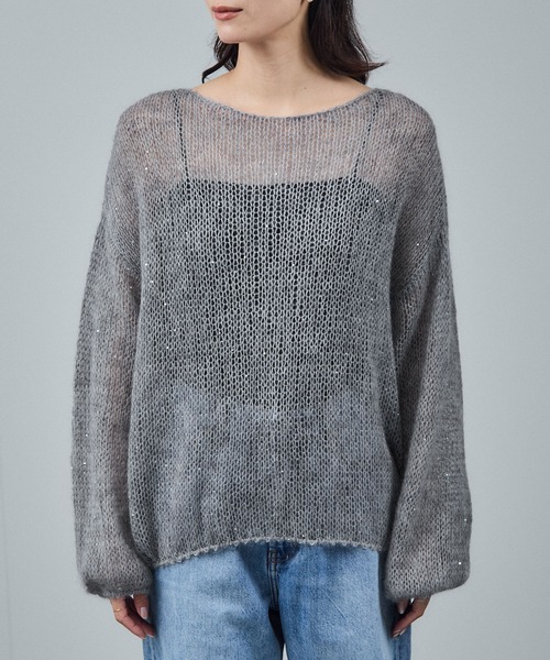 SALON adam et rope'（サロン アダム エ ロペ）の「シアーモヘアスパンコールプルオーバー 2（ニット/セーター・レディース・グレー/レッド/オフホワイト/ピンク・FREE）」の13枚目の写真