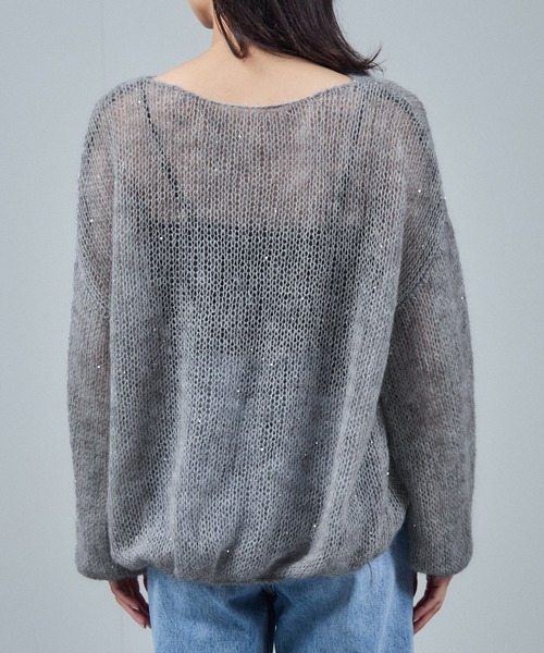 SALON adam et rope'（サロン アダム エ ロペ）の「シアーモヘアスパンコールプルオーバー 2（ニット/セーター・レディース・グレー/レッド/オフホワイト/ピンク・FREE）」の15枚目の写真