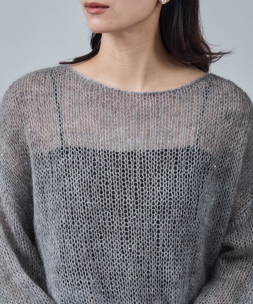 ドゥロワー drawer グレーモヘアスパンコールニット Drawer - miyu様専用です Drawer ドゥロワー モヘア スパンコール